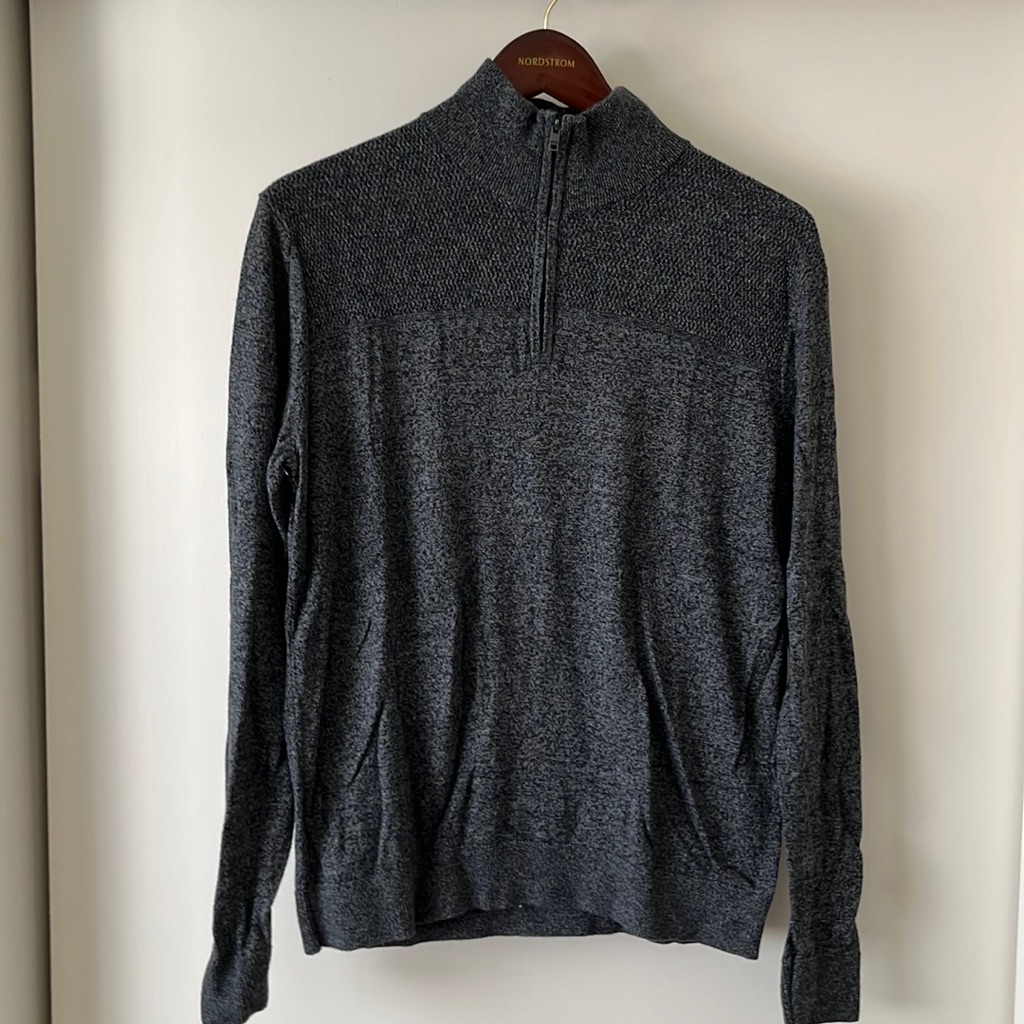 Banana Republic Quarter Zip Knit Sweater Size Small, Color Is Heathered Black